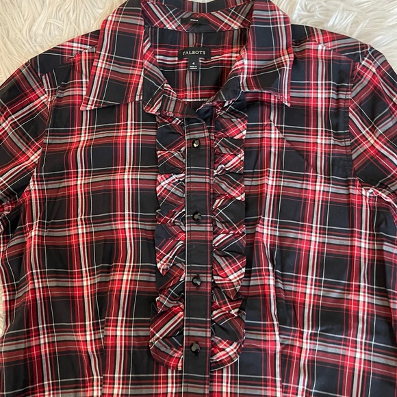 Talbots Plaid Blouse & Black Formal Skirt - Picture 4 of 16